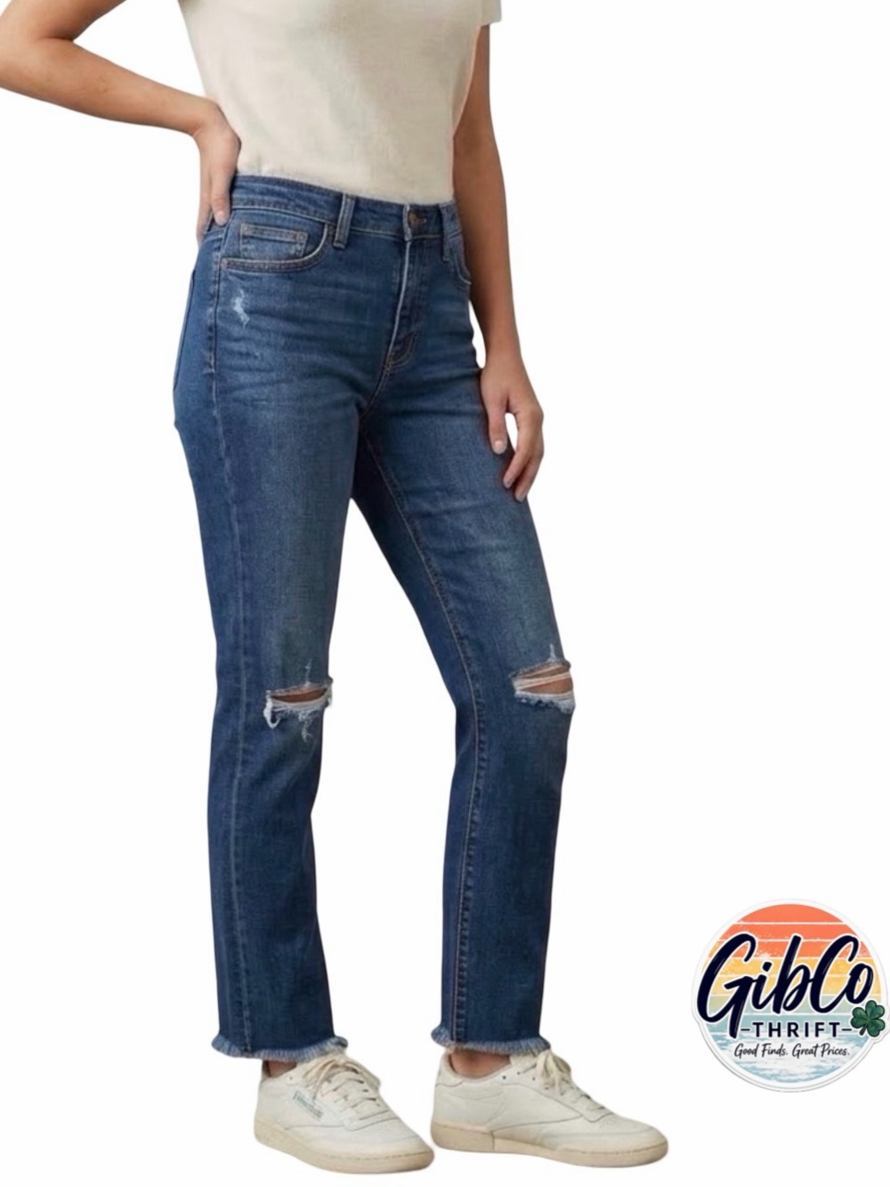 Harper Heritage | Size 28 | Straight Destructed High Waist Frayed Hem Jeans